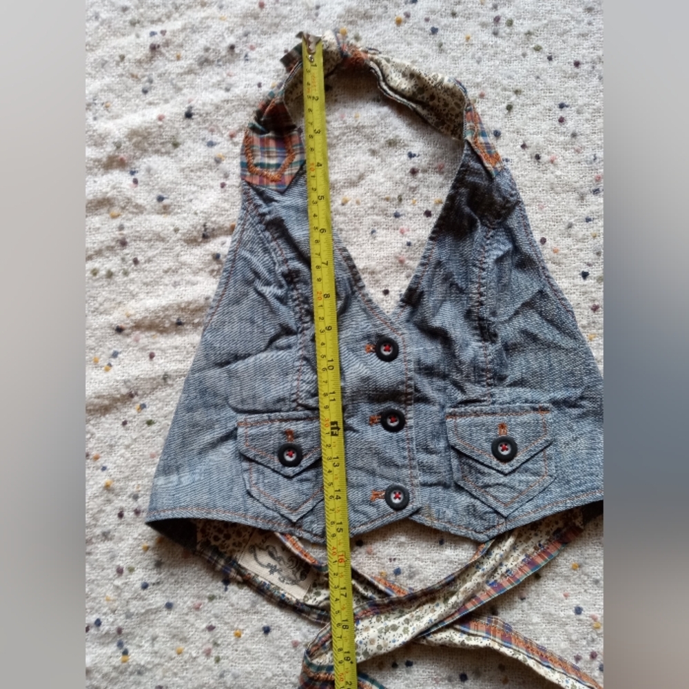 Free People Halter Neck Denim Vest Top - Picture 6 of 16